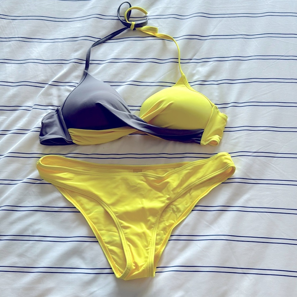 Neon Yellow and Gray Bikini by Floryday